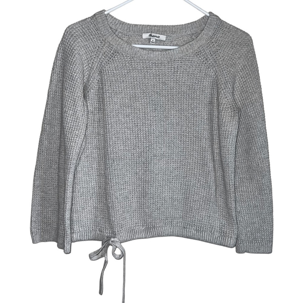 Madewell Wafflestitch Drawstring Sweater Gray Size Small